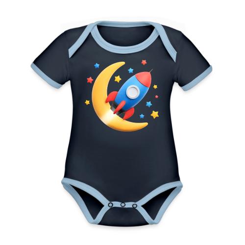 Rocket to the Crescent Moon - Organic Contrast SS Baby Bodysuit