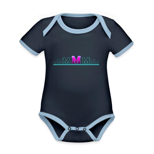 Letter M – Capital Varsity Alphabet Monogram - Organic Contrast SS Baby Bodysuit