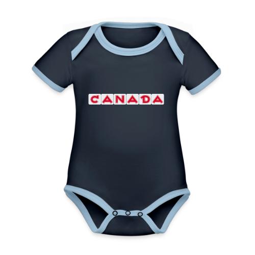 Canada, red letters on white background - Organic Contrast SS Baby Bodysuit