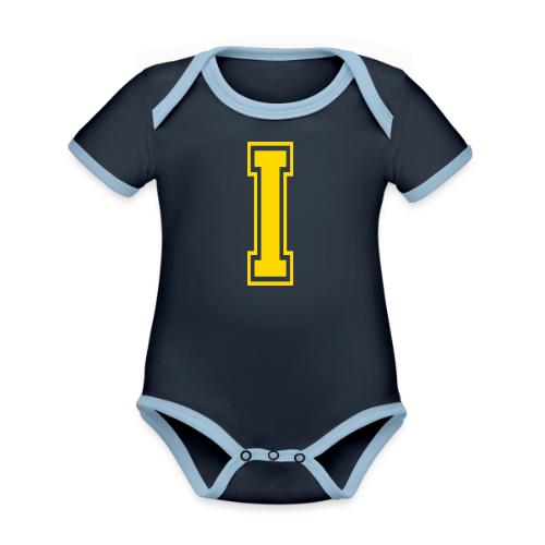 Letter I – Capital Athletic Alphabet Monogram - Organic Contrast SS Baby Bodysuit