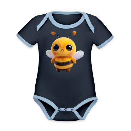 Sweet Cartoon Baby Bee with Innocent Eyes - Organic Contrast SS Baby Bodysuit