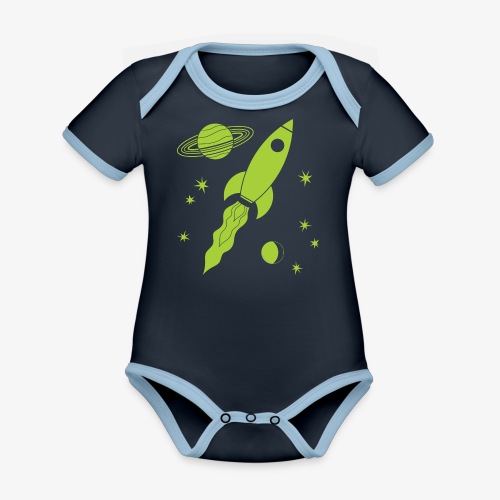 rocket green - Organic Contrast SS Baby Bodysuit
