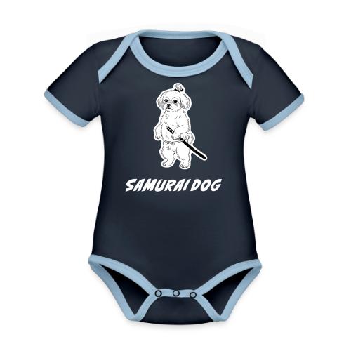 Samurai Maltese Katana Warrior Dog Tee - Organic Contrast SS Baby Bodysuit