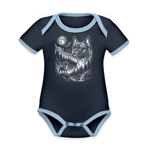 Vintage French Bulldog Moon Howling Tee - Organic Contrast SS Baby Bodysuit