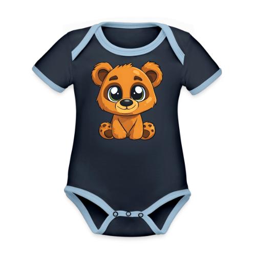 Smiling Sitting Baby Bear - Organic Contrast SS Baby Bodysuit