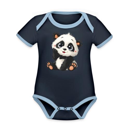 Blushing Baby Panda - Organic Contrast SS Baby Bodysuit