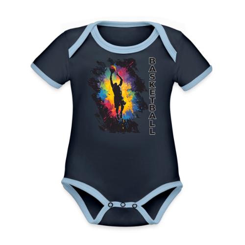 High Energy Basketball Paint Splatter Art - Organic Contrast SS Baby Bodysuit