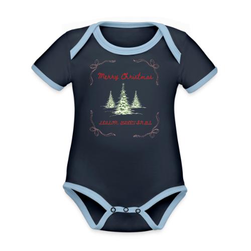 Beautiful Green Christmas Tree Graphic - Organic Contrast SS Baby Bodysuit