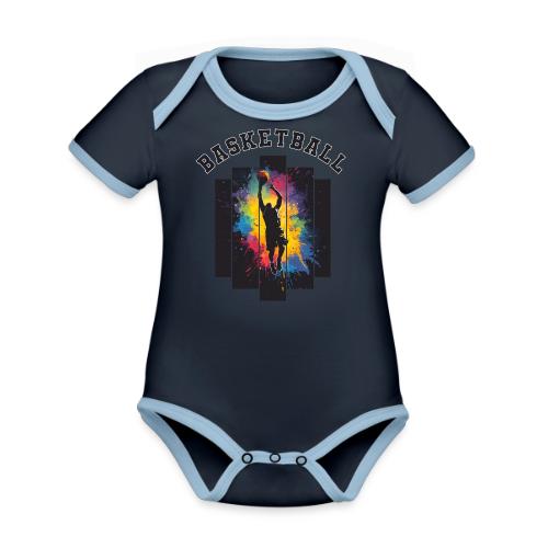 Basketball Slam Dunk Splash Design - Organic Contrast SS Baby Bodysuit