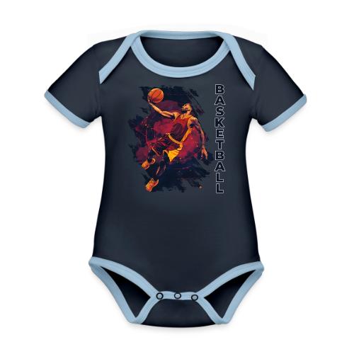Basketball Charge - Organic Contrast SS Baby Bodysuit