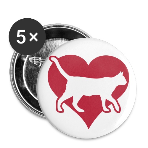love heart cats and kitty - Buttons small 1'' (5-pack)