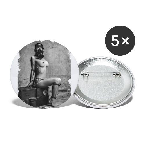 captivated nude girl with gas mask - UNCENSORED - Buttons small 1'' (5-pack)