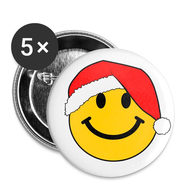 Novelty Fun Button Pinback Badge 1" CHRISTMAS HAPPY FACE