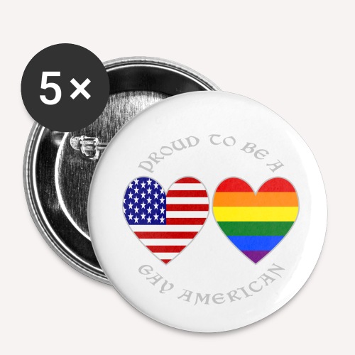 Proud Gay American Grey Letters - Buttons small 1'' (5-pack)