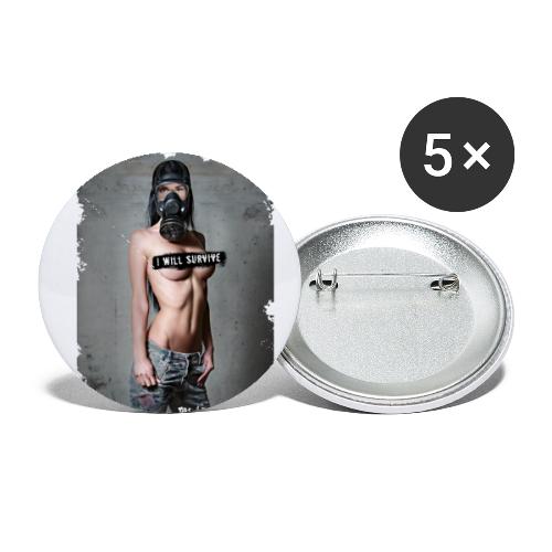 nude girl with gas mask - i will survive - Buttons small 1'' (5-pack)