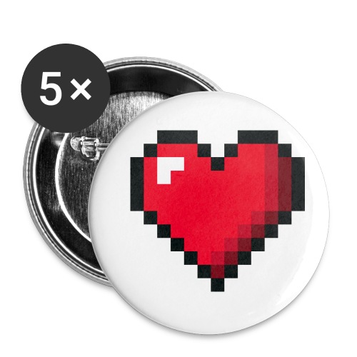 Pixel 8 bit Happy Valentine s Day Heart for Gamers - Buttons small 1'' (5-pack)