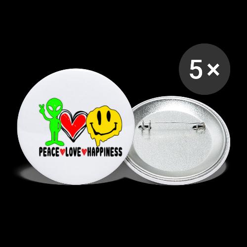Peace Love Happpiness - Buttons small 1'' (5-pack)