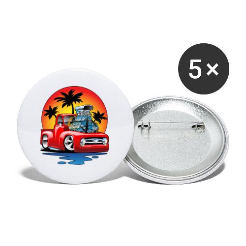 Funny Classic Pick-up Truck Hot Rod Cartoon - Buttons small 1'' (5-pack)