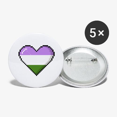 Genderqueer Pride 8Bit Pixel Heart - Buttons small 1'' (5-pack)