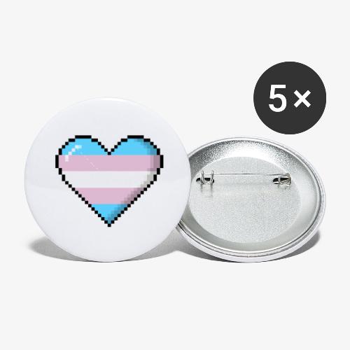 Transgender Pride 8Bit Pixel Heart - Buttons small 1'' (5-pack)