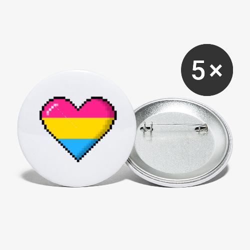 Pansexual Pride 8Bit Pixel Heart - Buttons small 1'' (5-pack)