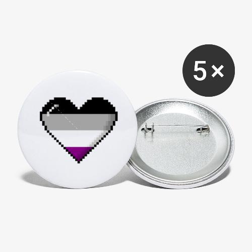 Asexual Pride 8Bit Pixel Heart - Buttons small 1'' (5-pack)