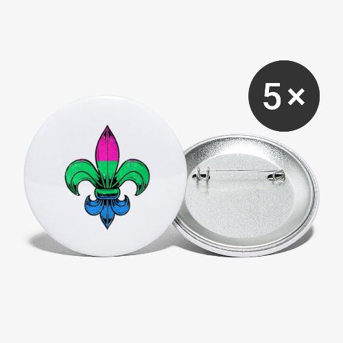 Polysexual Pride Flag Fleur de Lis TShirt - Buttons small 1'' (5-pack)