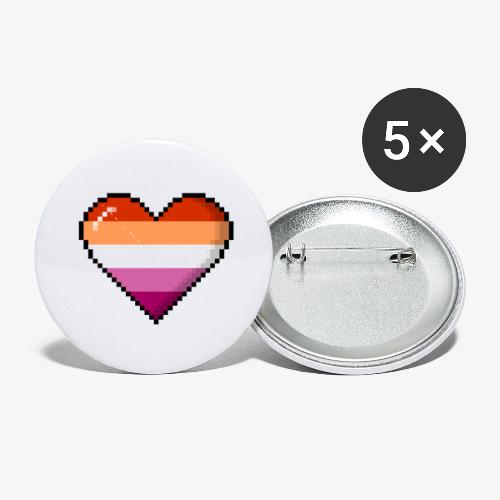 Lesbian Pride 8Bit Pixel Heart - Buttons small 1'' (5-pack)