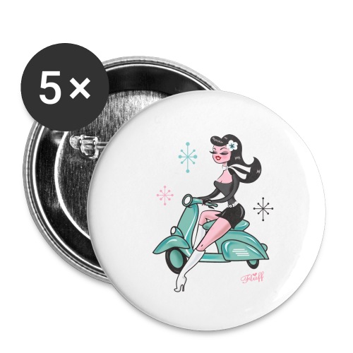 Scooter Girl Brunette - Buttons small 1'' (5-pack)