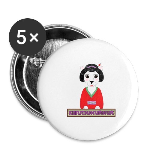 Konichihuahua Japanese / Spanish Geisha Dog Red - Buttons small 1'' (5-pack)