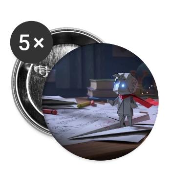Origami Robot Scout - Buttons small 1'' (5-pack) - white