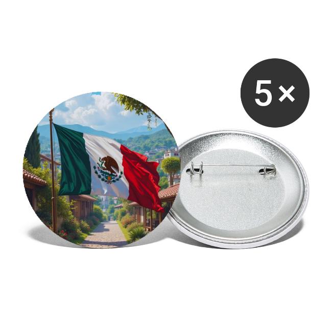 Mexican flag surrounded by nature and magic town