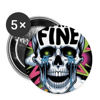 I’m Fine Skull Neon Pop Art - Buttons small 1'' (5-pack) - white
