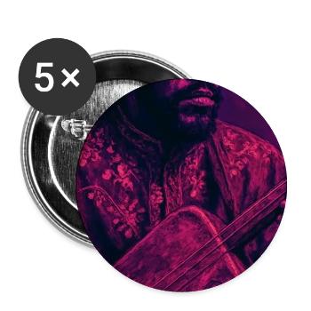 Neon Blues Guitarist Portrait - Buttons small 1'' (5-pack) - white