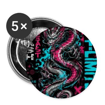 Neon Dragon Chaos Print - Buttons small 1'' (5-pack) - white