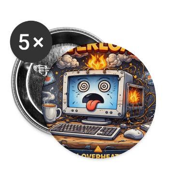 System Overload: Flaming CPU Chaos - Buttons small 1'' (5-pack) - white