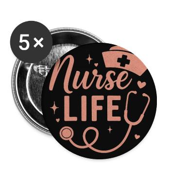 Nurse Life Heart Stethoscope Design - Buttons small 1'' (5-pack) - white