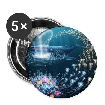 Bioluminescent Ocean Depths Themed Design - Buttons small 1'' (5-pack) - white