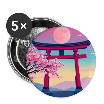 Moonlit Torii Sakura - Buttons small 1'' (5-pack) - white