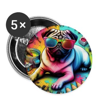 Neon Bulldog Splash Art - Buttons small 1'' (5-pack) - white