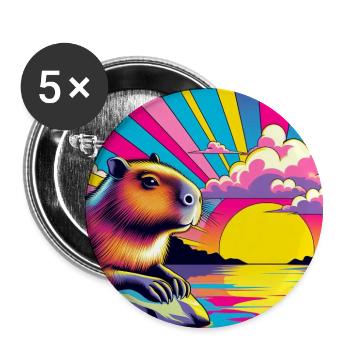 Neon Sunset Guinea Pig - Buttons small 1'' (5-pack) - white