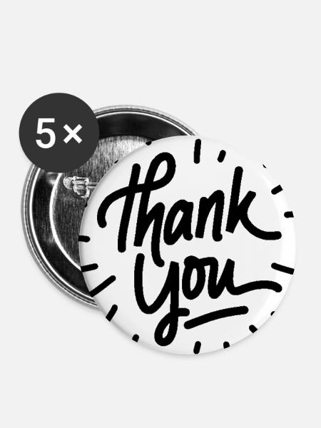 Thank you - Buttons small 1'' (5-pack) - white