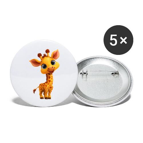 Adorable Cartoon Baby Giraffe with Big Eyes - Buttons small 1'' (5-pack)