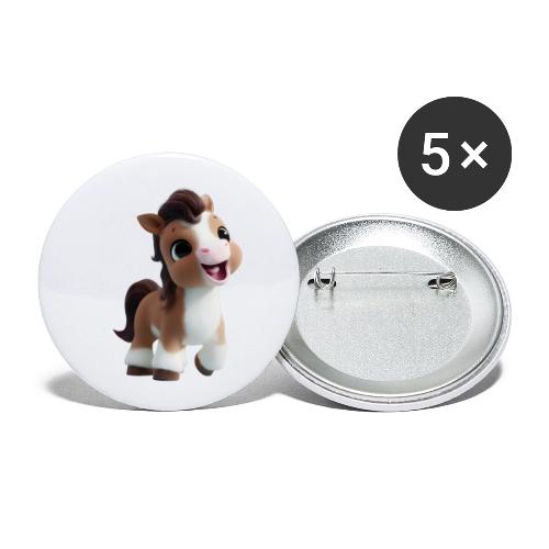 Sweet Cartoon Baby Pony in Brown and White - Buttons small 1'' (5-pack)