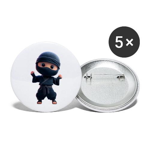 Cute Cartoon Ninja Toddler in Fight Pose - Buttons small 1'' (5-pack)