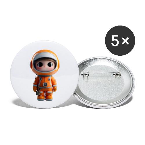 Cute Cartoon Astronaut in Orange Suit - Buttons small 1'' (5-pack)