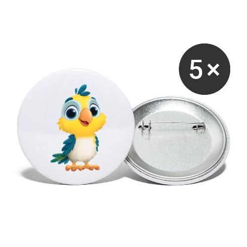 Playful Cartoon Parrot with Big Happy Eyes - Buttons small 1'' (5-pack)