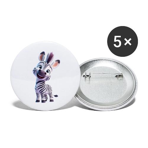Playful 3D Baby Zebra Smiling Brightly - Buttons small 1'' (5-pack)