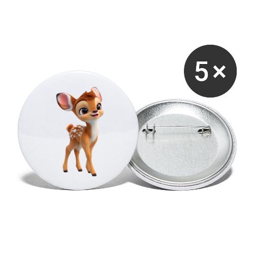 Sweet 3D Baby Deer with Big Eyes - Buttons small 1'' (5-pack)