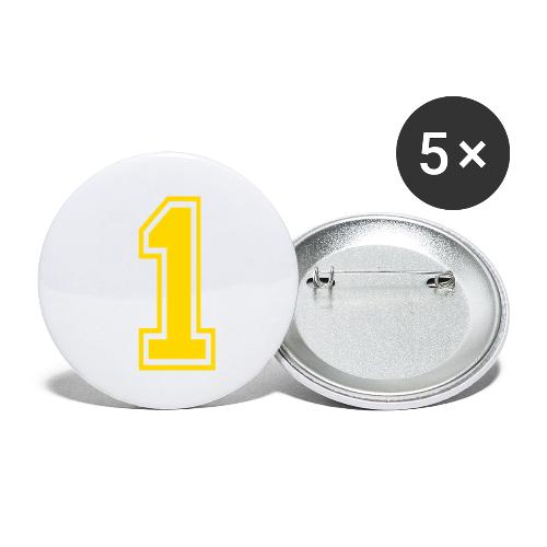 Number 1 in a classic athletic collegiate font - Buttons small 1'' (5-pack)